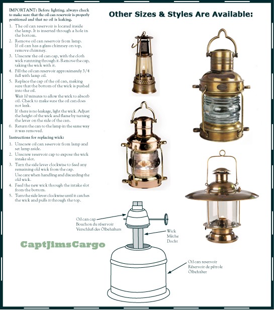 Bronze Miner's Coal Mining Oil Lamp Lantern Instructions