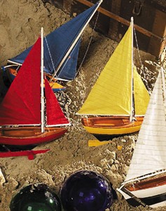 Colorful Sailing Dingy Wood Model Sailboats Set
