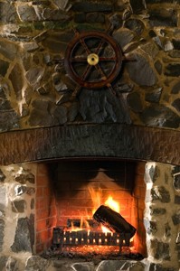Nautical Teak Wood Boat Ships Wheel Solid Brass Fireplace