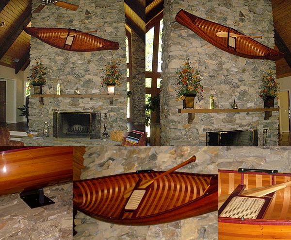 DISPLAY CEDAR STRIP CANOE WOOD MODEL WALL BRACKET