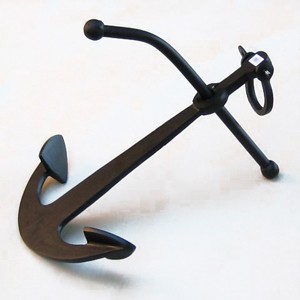 The nautical anchor decor has a black finish and includes a removable ...