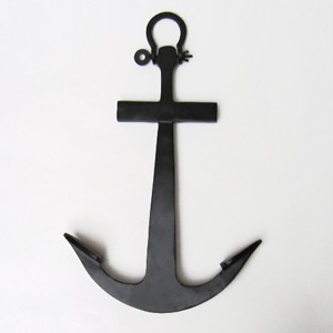 The nautical anchor decor has a black finish and includes a removable ...