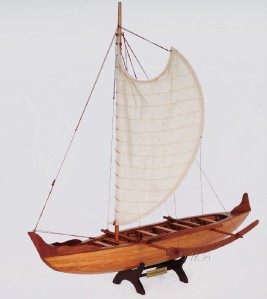 Hawaiian Outrigger Canoe Wooden Boat Model 25" Traditional Sailing for 