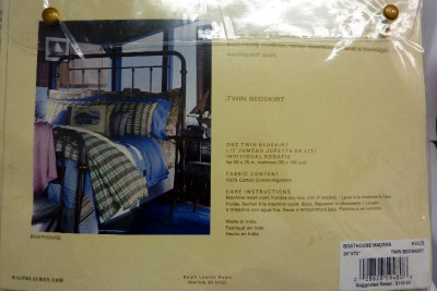Designer Bedskirts on Nip  110 Ralph Lauren Boathouse Madras Twin Bedskirt   Ebay