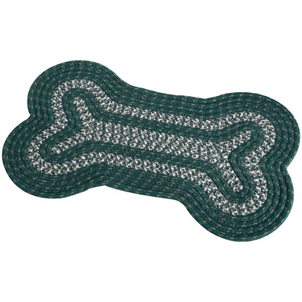 Dog BONE SHAPED RUG Braided High Traffic Resistant Bowl Dish Washable