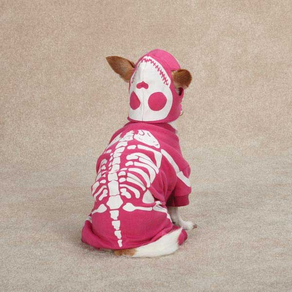 Dog GLOW BONES Pup Pet Halloween Costume BLACK or PINK SKELETON XS, S