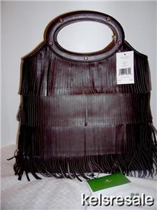 KATE SPADE Yuma Ida CHOCOLATE Leather FRINGE Purse $395