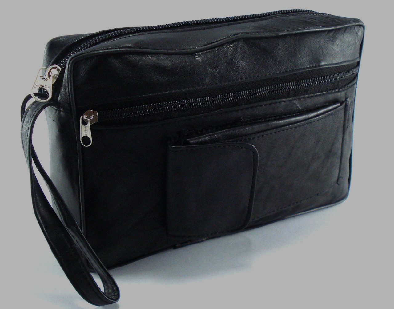 Just Leather Mens Genuine Leather Wrist Bag Wash Toiletry Bag Wrist Strap AW1 | eBay