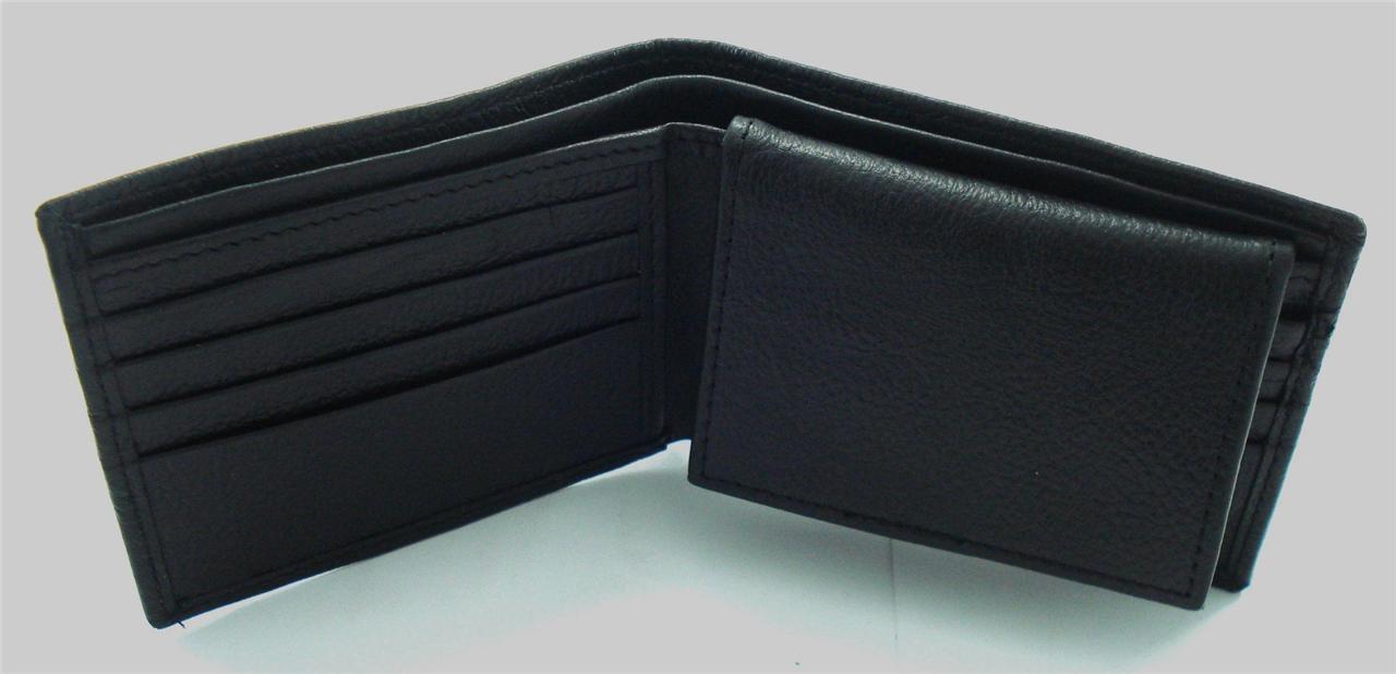 Mens Genuine Leather Wallet Trifold Bifold Coin Pocket Slim wallet ID window