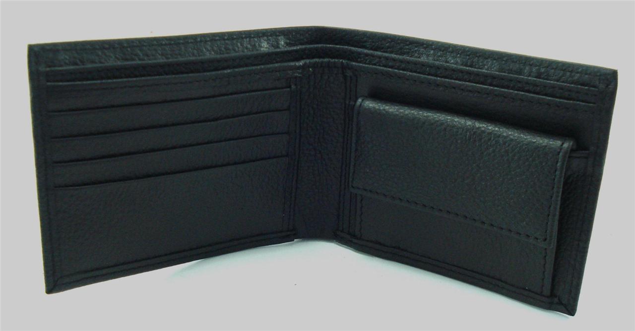 Mens Genuine Leather Wallet Trifold Bifold Coin Pocket Slim wallet ID window