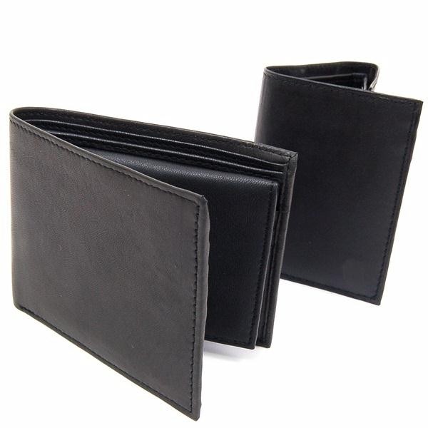 Mens Genuine Leather Wallet Trifold Bifold Coin Pocket Slim Wallet ID Window | eBay
