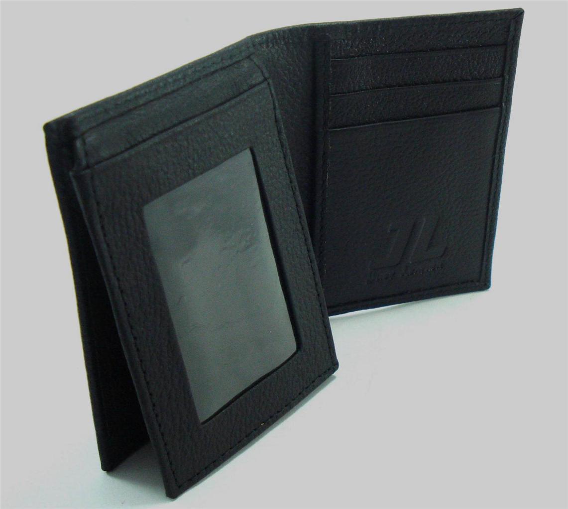 Mens Genuine Leather Wallet Trifold Bifold Coin Pocket Slim wallet ID window