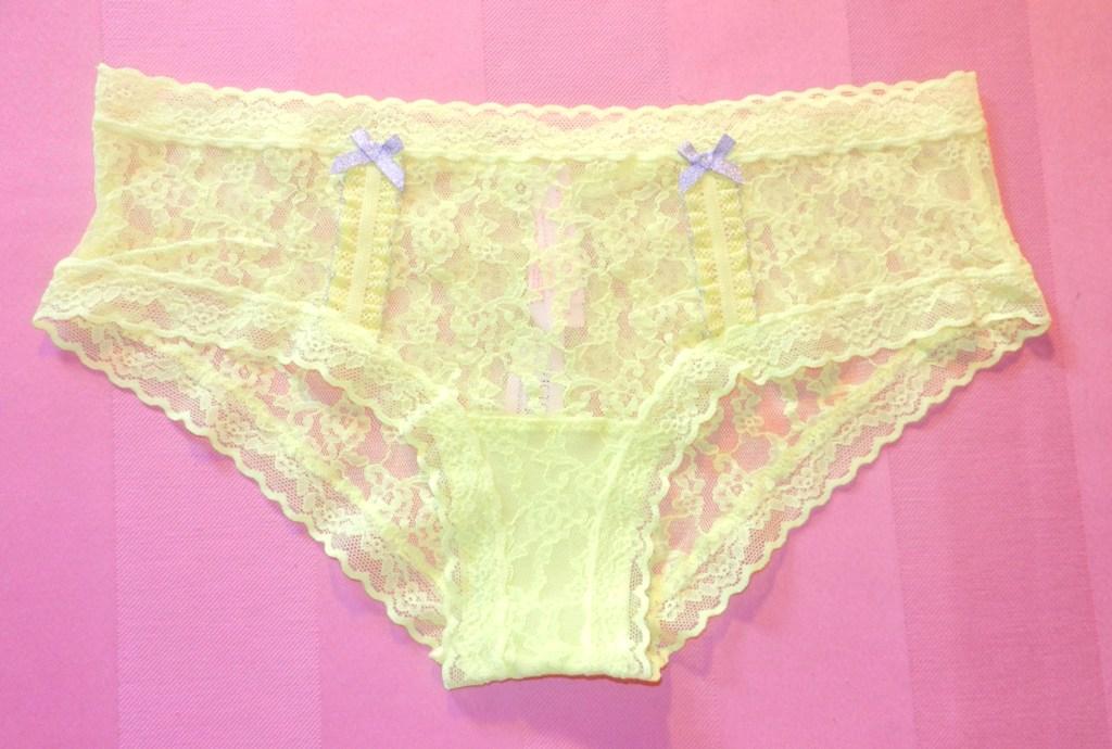 VICTORIA'S SECRET THE LACIE HIPHUGGER PANTY YELLOW FLORAL LACE SILVER