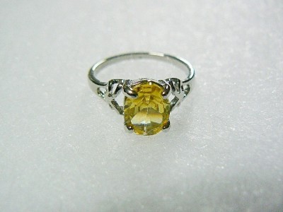 Ladies Silver Ring w/7.9mm Yellow CUBIC ZIRCONIA***New
