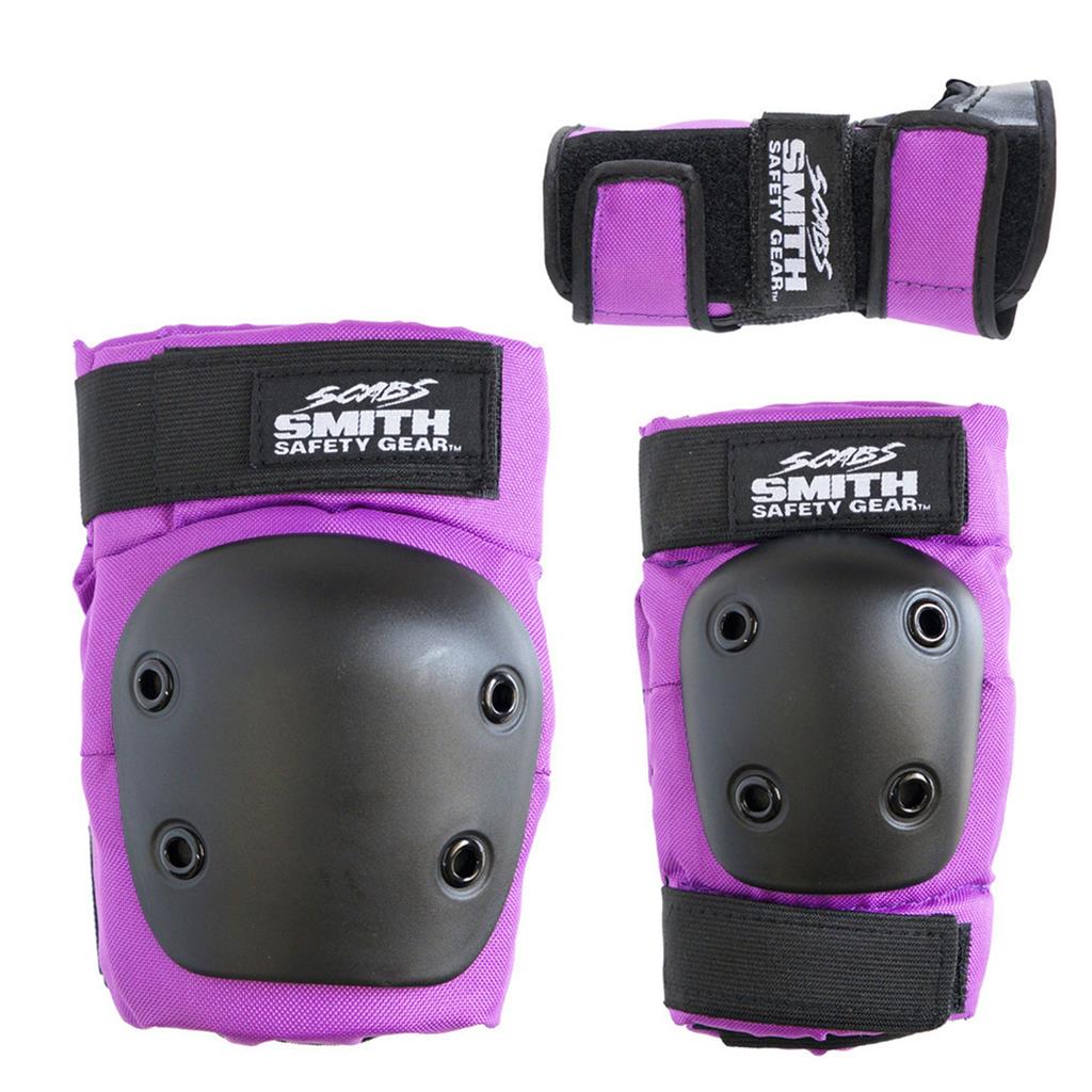 SMITH SCABS 3SET YOUTH PROTECTOR SET KNEE ELBOW WRIST PADS PURPLE