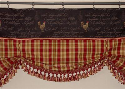 French Country Roosters Balloon Shade Valance Curtains