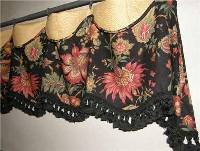 Custom Cuff Top Valance Window Treatment Black French