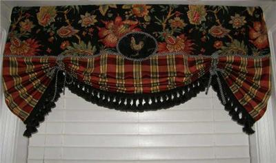 Valance French Country Curtain Tie Up Balloon Shade Red