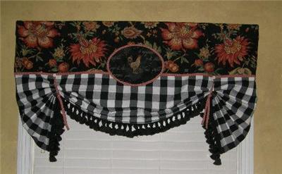 Valance French Country Toile Rooster Plaid Buffalo Check