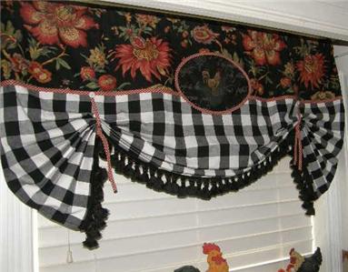 Valance French Country Toile Rooster Plaid Buffalo Check