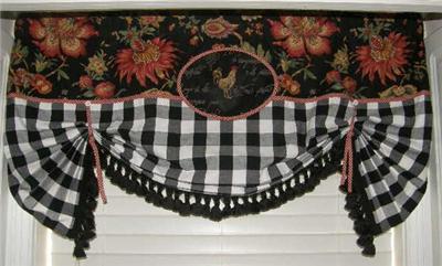 Valance French Country Toile Rooster Plaid Buffalo Check