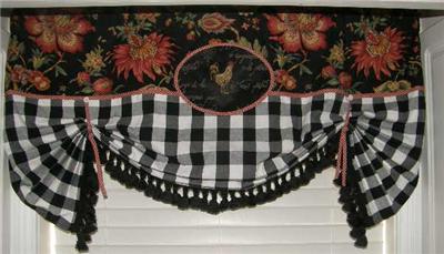 Valance French Country Toile Rooster Plaid Buffalo Check