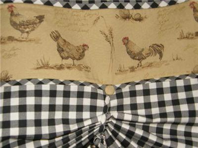 French Country Balloon Tie Up Valance Curtains Rooster Hen