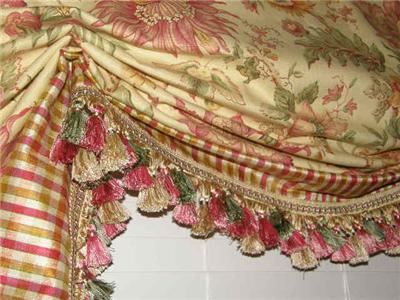 Custom Pink Sage Yellow Jacobean Floral Silk London