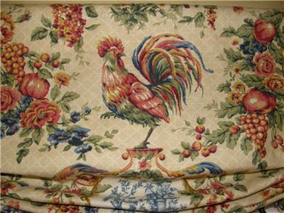 Custom French Country Valance Waverly Rooster Toile Burlap
