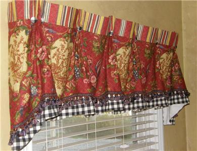 French Country Valance Curtain Waverly Vintage Red Yellow