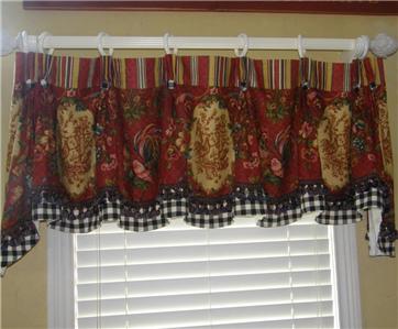 French Country Valance Curtain Waverly Vintage Red Yellow