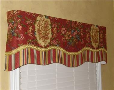 French Country Valance Curtain Waverly Floral Toile Stripe