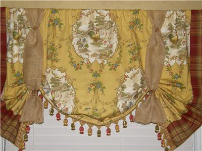 Custom French Country Fair Toile Red Yellow Rooster Plaid