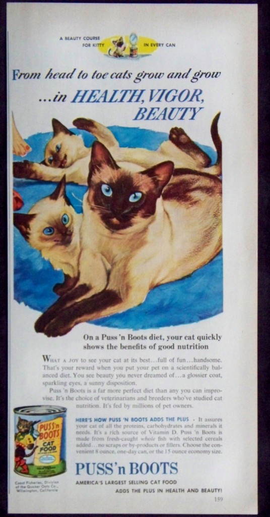 Vintage 1953 Puss' n Boots Cat Food Magazine Print Ad