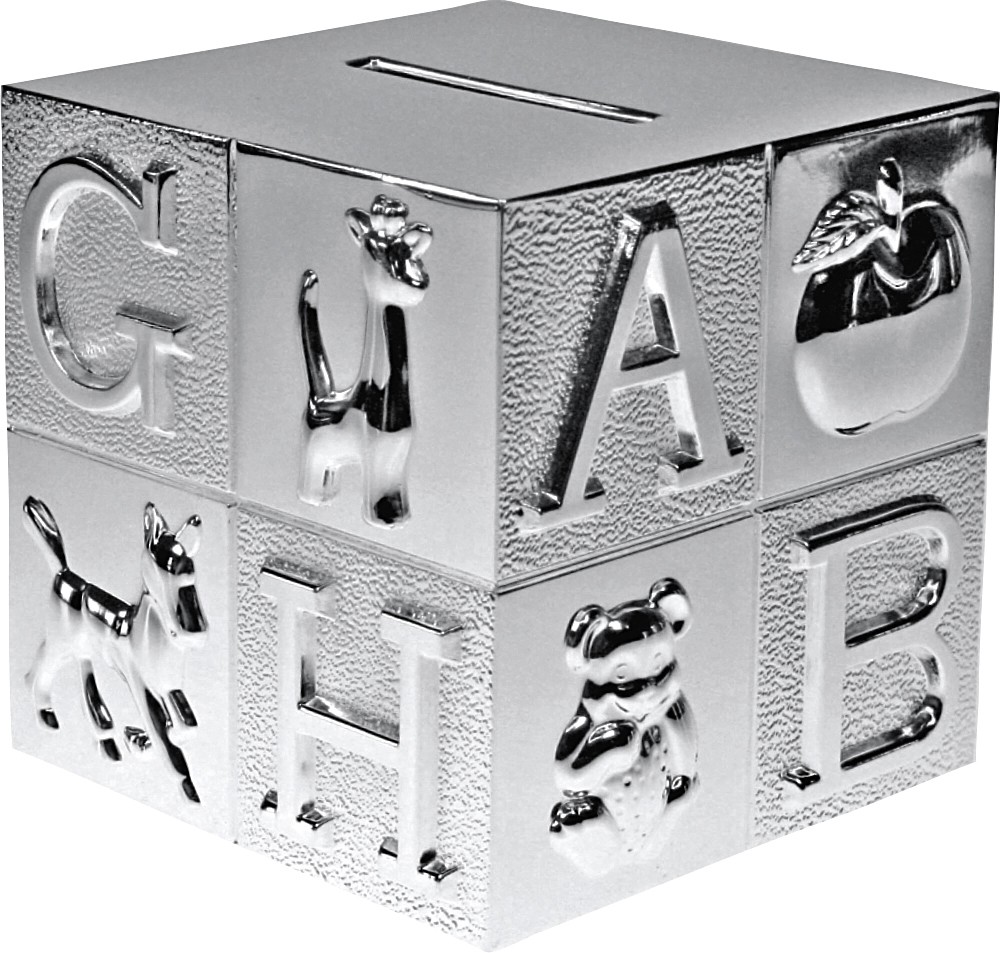 Silver Plated Block ABC Money Box Embossed With Letters & Animals ART218 eBay