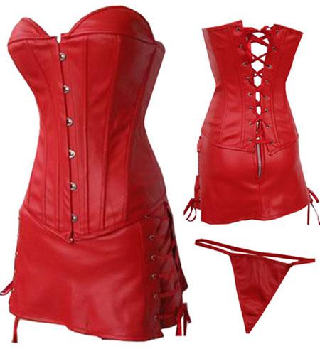 O-Plus-Size-Leather-Corset-Lingerie-Skirt-Red-2X-4X-6X