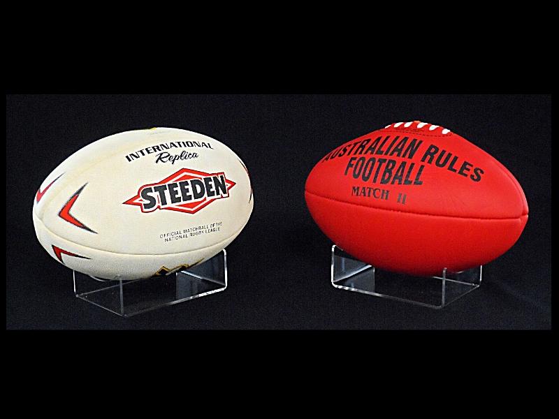 ACRYLIC FOOTBALL STAND HORIZONTAL SUITS ALL SIZE FOOTBALLS & MINI