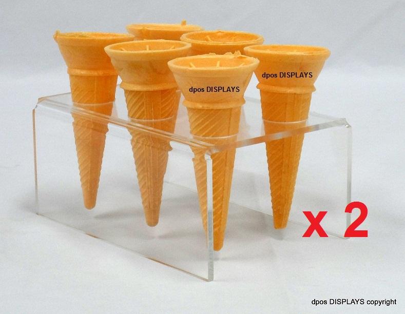 2 x ICE CREAM ACRYLIC CONE HOLDERS CLEAR 100 AUSTRALIAN MADE eBay