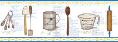 Wallpaper Border Retro Kitchen Baking Tools Utensils