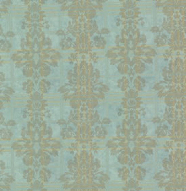 Wallpaper Designer Damask On Light Blue & Yellow Plaid