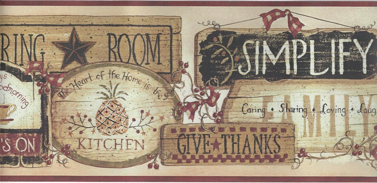 Wallpaper Border Country Wood Plaques for Country Kitcken Living Room