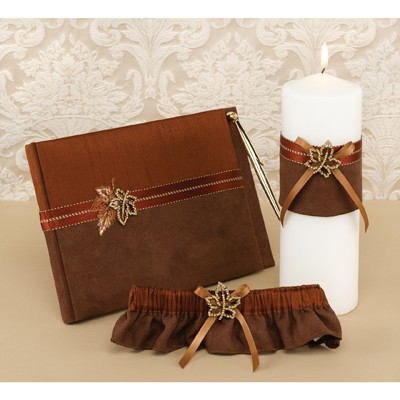 Wedding Unity Ideas on Wedding Unity Candle Garter Guest Book Brown Fall Leaf   Ebay