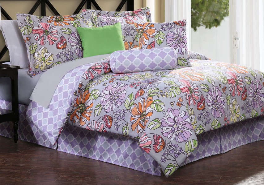 Girls Large Flower Floral Purple Lavender Bedding ELIZA eBay