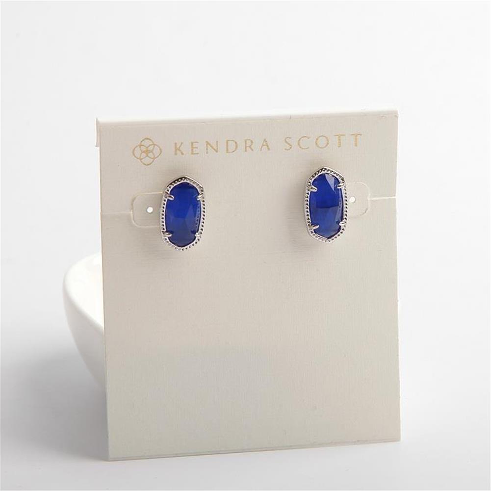 Kendra Scott Ellie Silver Stud Earrings in Cobalt Blue Cats Eye w Dust Bag