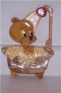 Tweety Bird in Tub Bath Wooden Wall Plaque Picture