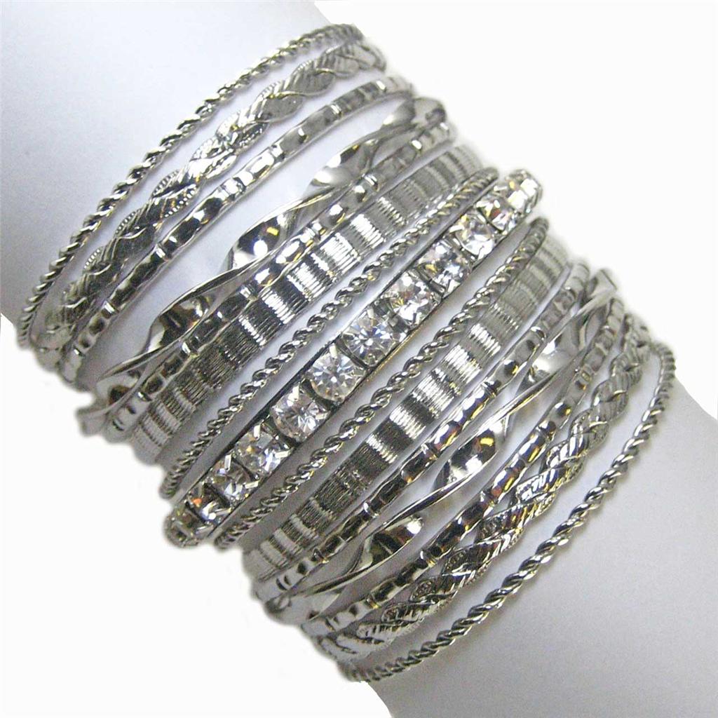 Silver layered bracelets clearance