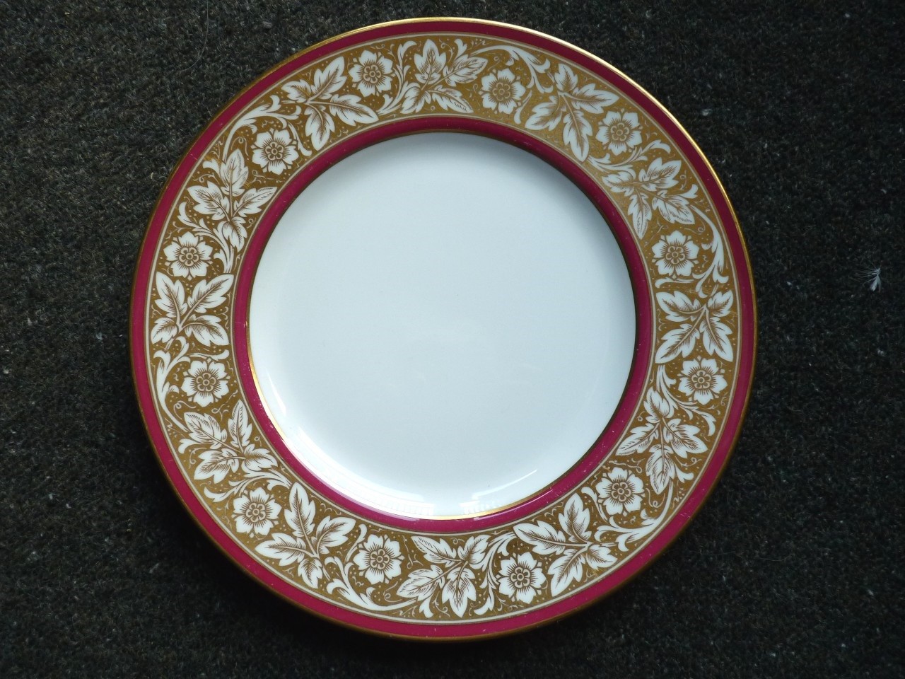 Minton Fine China Turquoise / Deep Red Gilded Rim 11" Dinner Plates Buy
