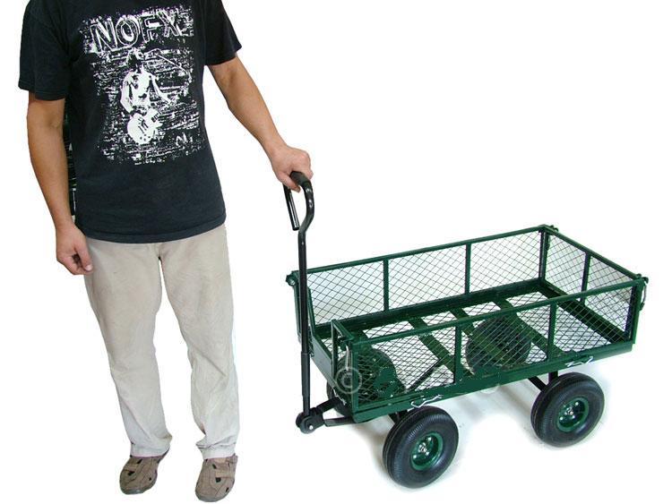 Large 4 Wheel Garden Cart Trolley with Fold Down Sides eBay