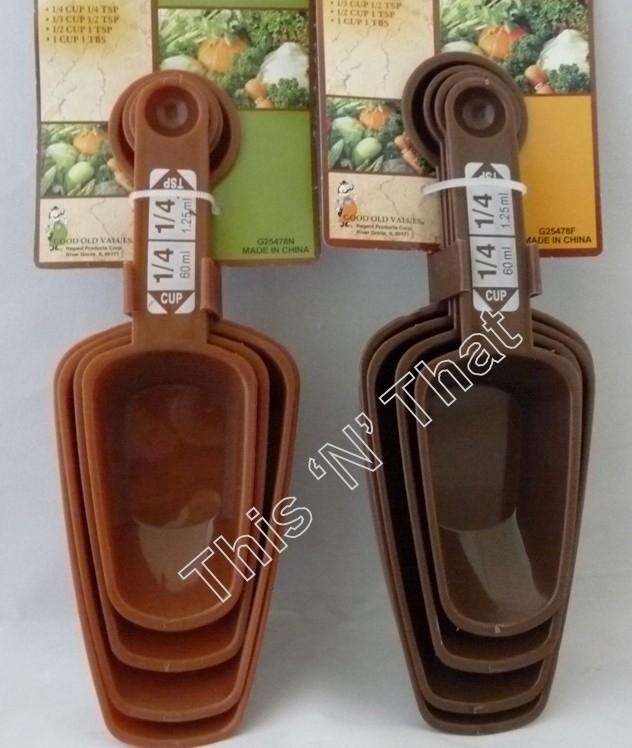 4 Piece Measuring Scoops and Spoons Set All In One 1/4 Teaspoon 1 Cup