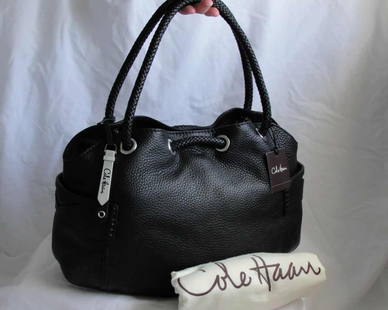NWT New Leather Black Cole Haan Denney Penny Bag purse